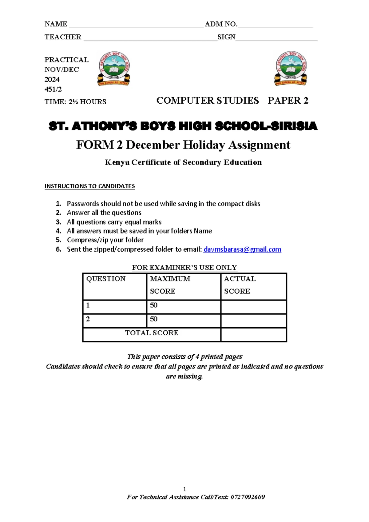 MOKASA II COMPUTER STUDIES EVALUATION EXAM MARKING SCHEME 2024 - Studocu