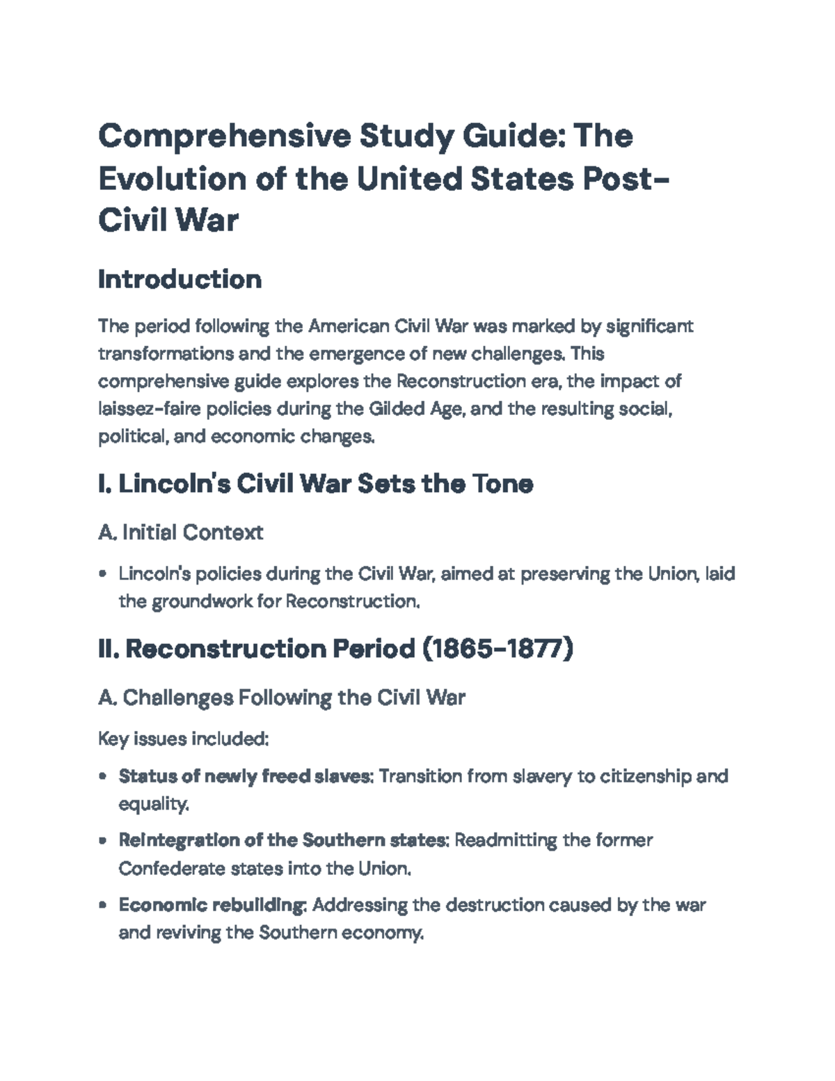 Comprehensive Guide on U.S. History: Reconstruction & Gilded Age ...