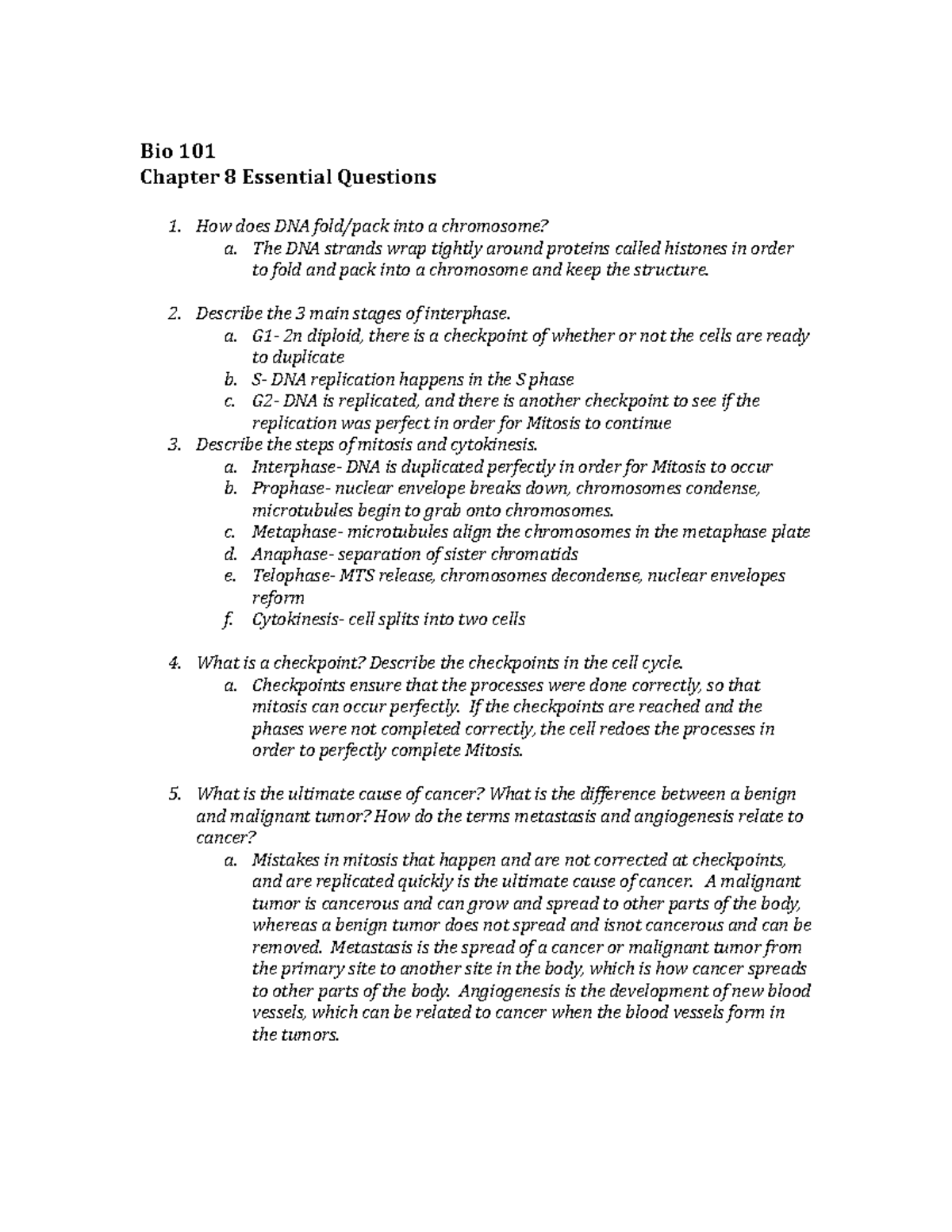 Milas.Chapter 8 EQ - Essential Questions - Bio 101 Chapter 8 Essential ...
