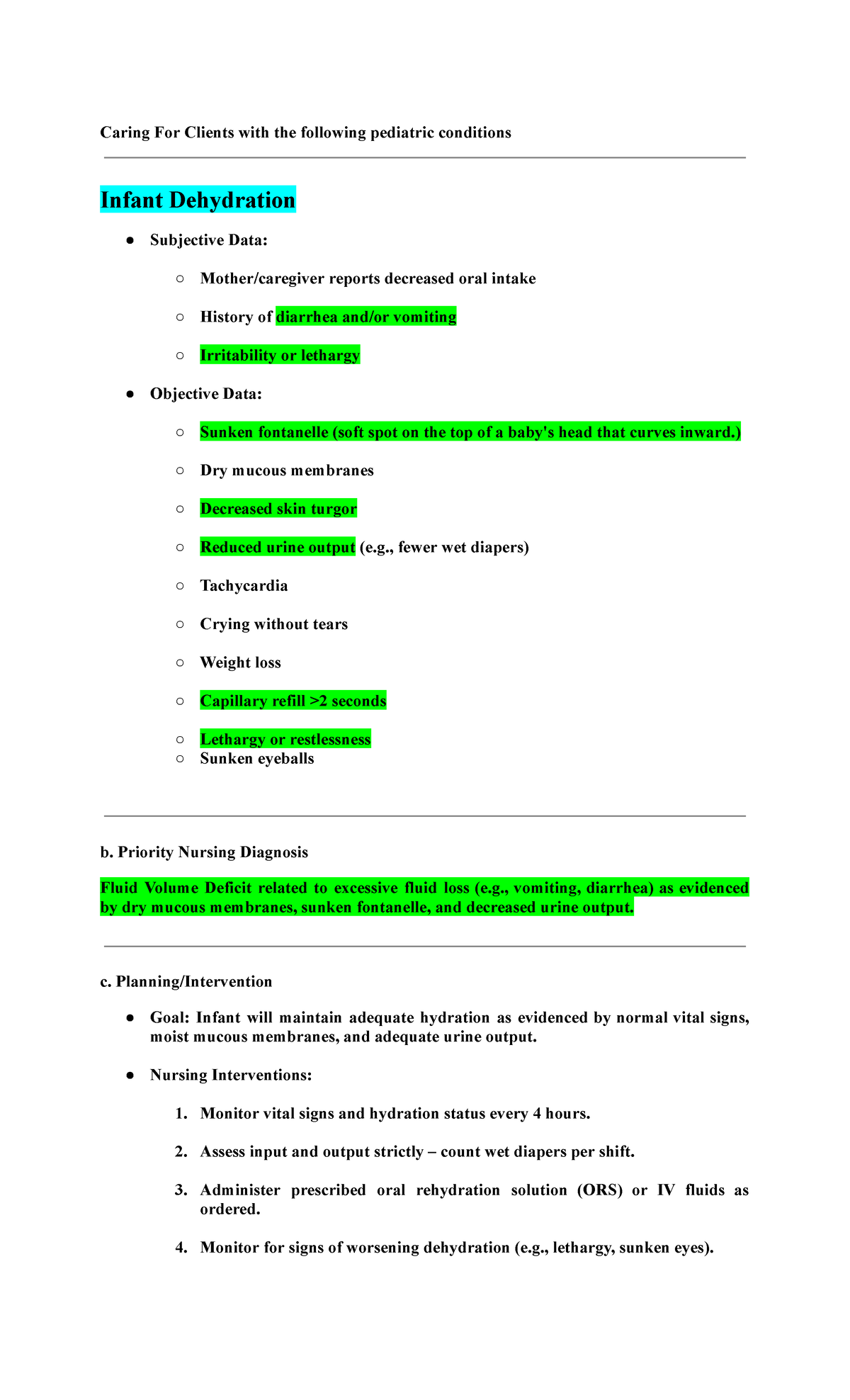 Pedia ORAL Revalida Prep: Nursing Care for Pediatric Conditions - Studocu