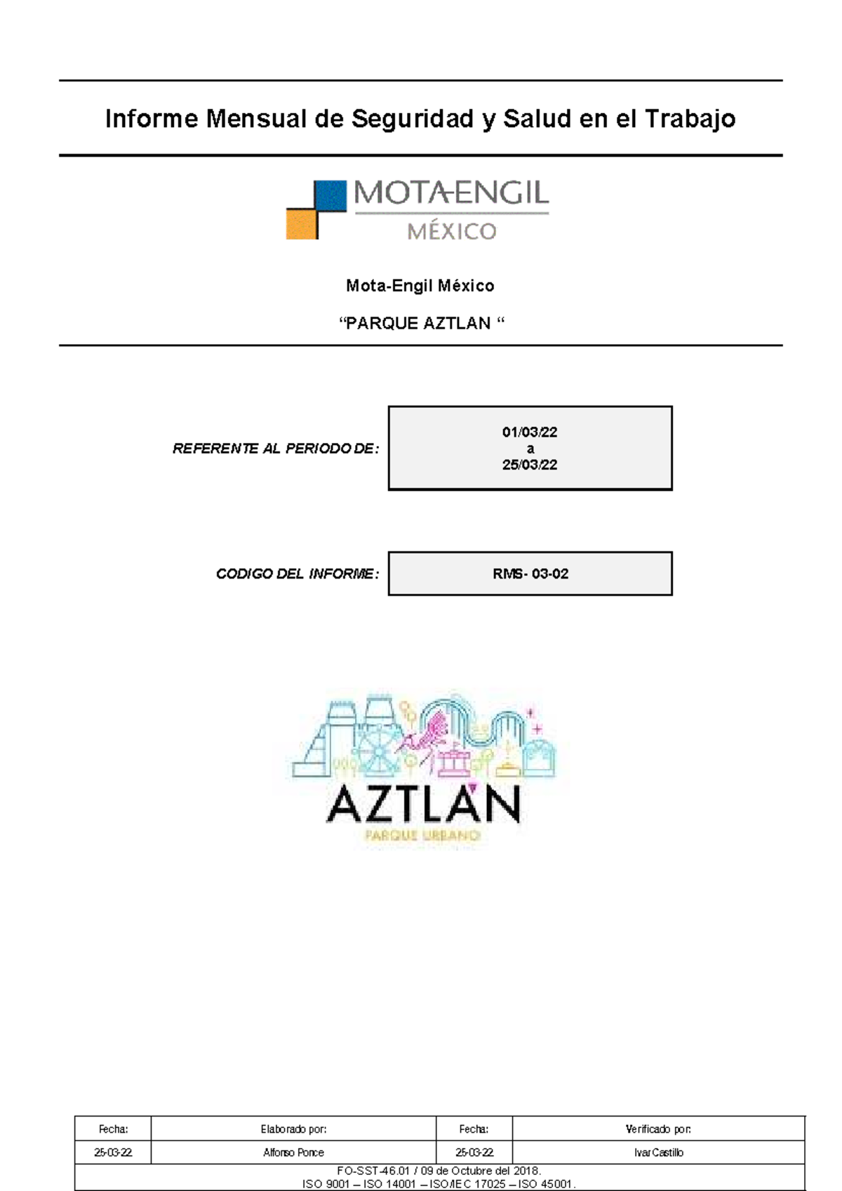 Informe Mensual de Seguridad y Salud en el Trabajo - FO-SST-46.01 - Studocu