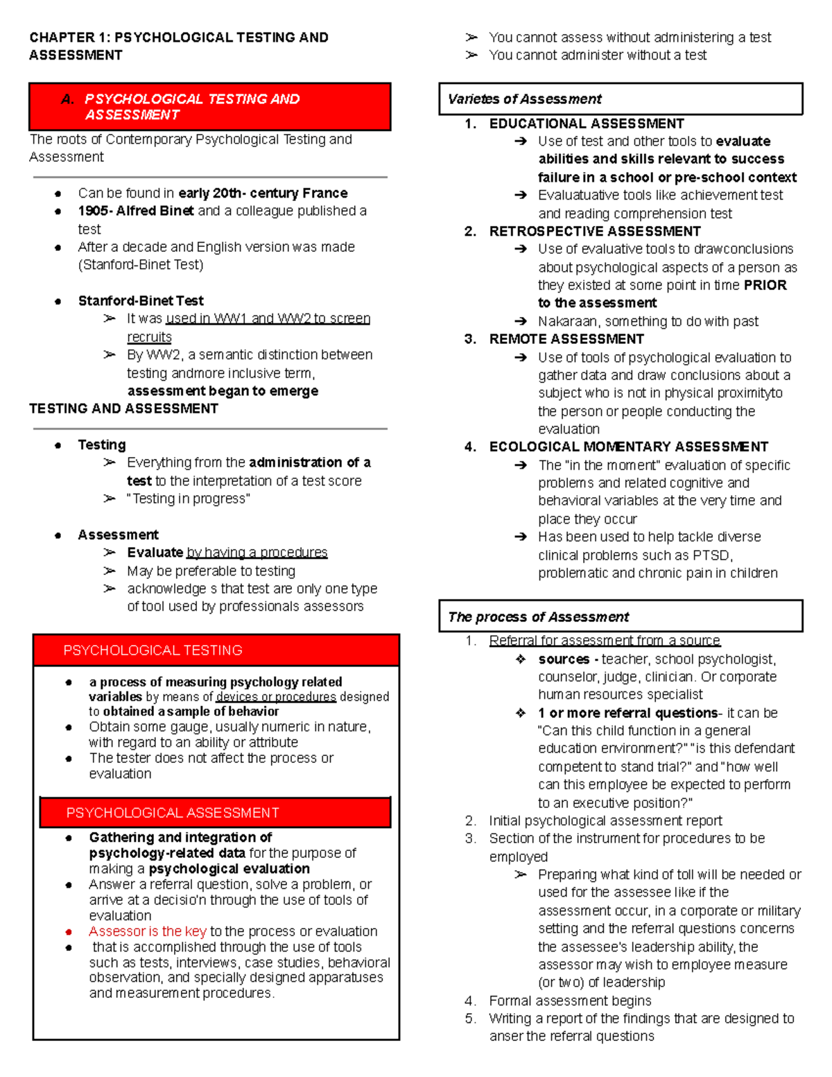 Chapter 1 Psychological Testing AND Assessment - CHAPTER 1 ...