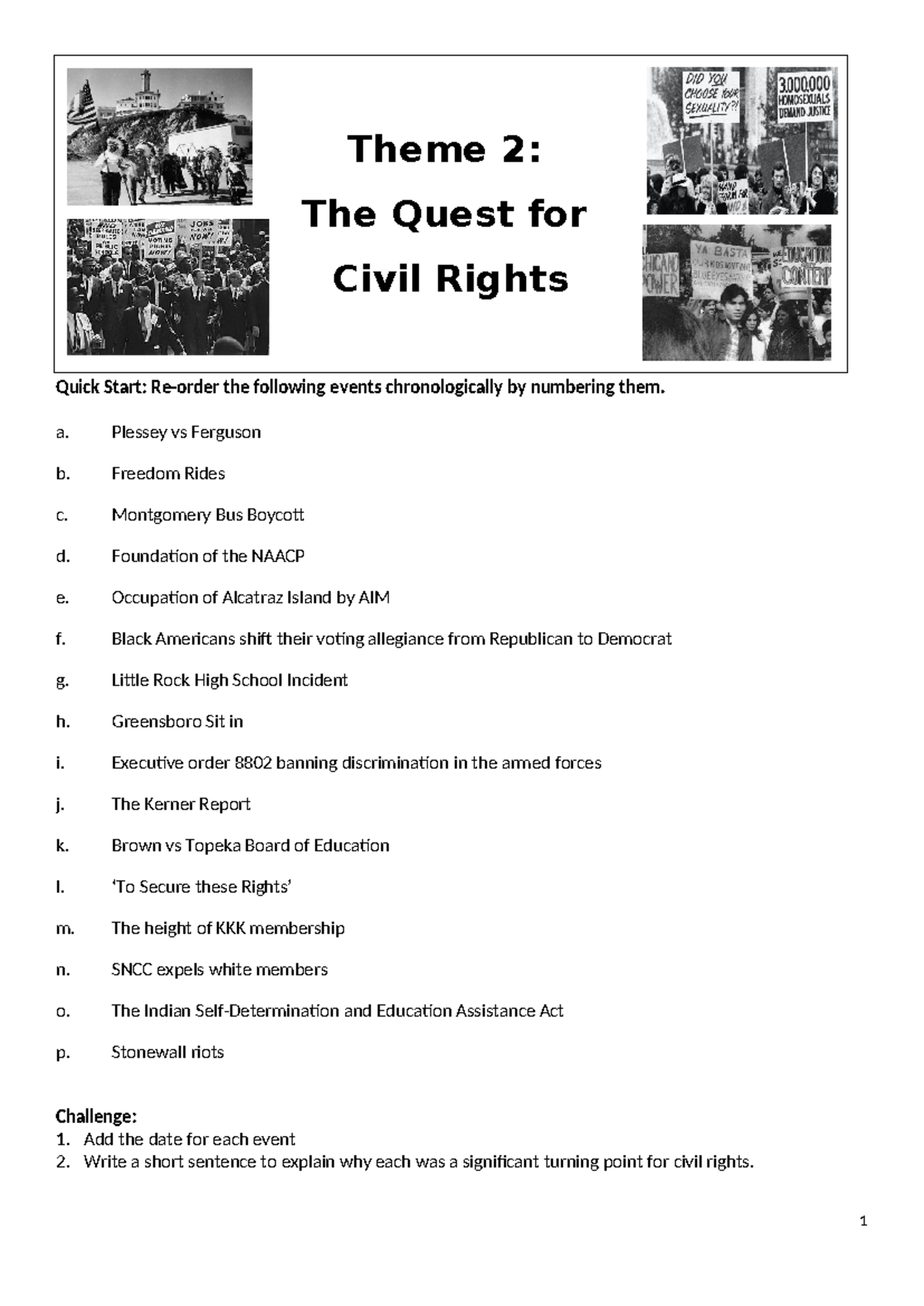 Y8 Term 3b: Civil Rights in the USA - Theme 2 Revision Notes - Studocu