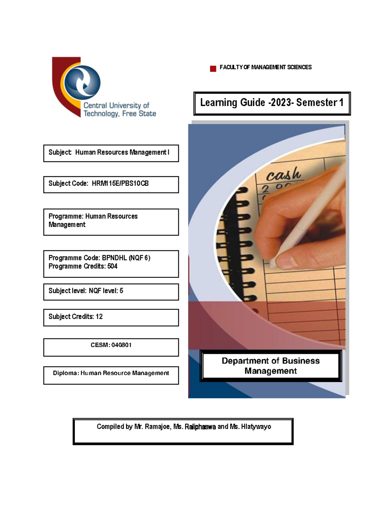 HRM115E/PBS10CB Semester 1 Study Guide 2023 for Human Resources ...