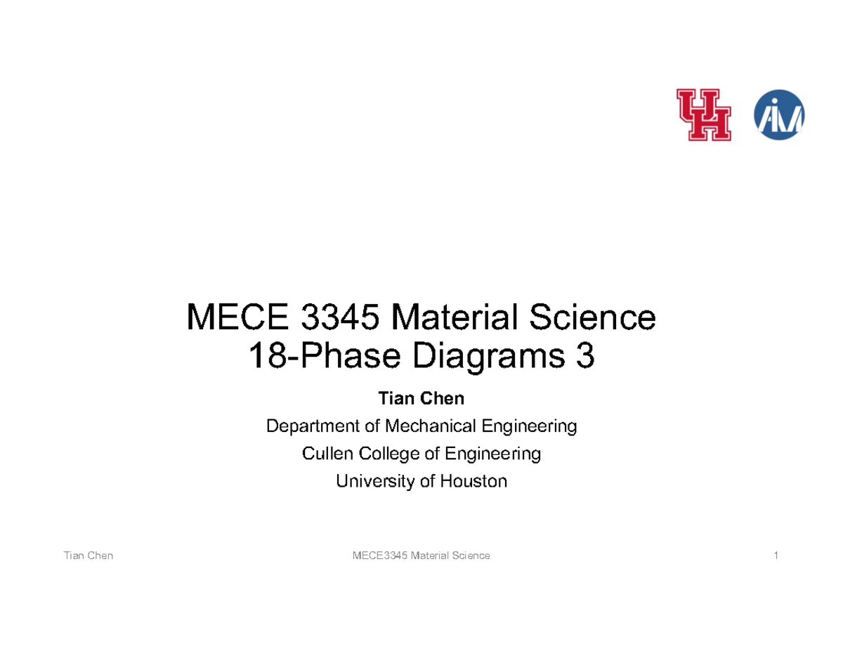 MECE3345 16 Phase diagrams 1 - MECE 3345 Material Science 16 - Phase ...