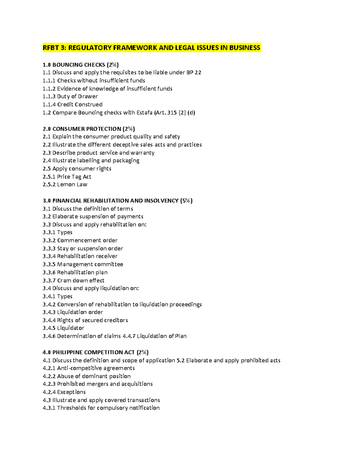 RFBT-3-Syllabus: Key Topics in Regulatory Framework & Legal Issues ...