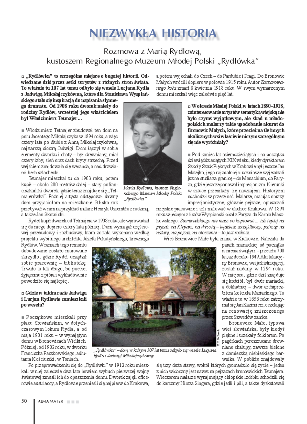 Rozmowa z Marią Rydlową: Historia Dworku w Bronowicach Małych - Studocu