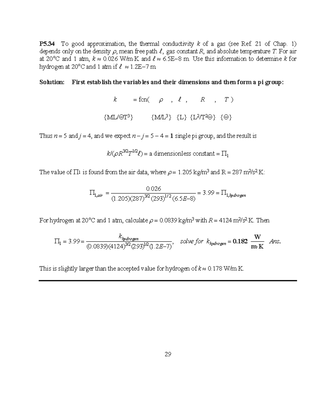 P5.34 Thermal Conductivity Calculation for Hydrogen at 20°C - Studocu