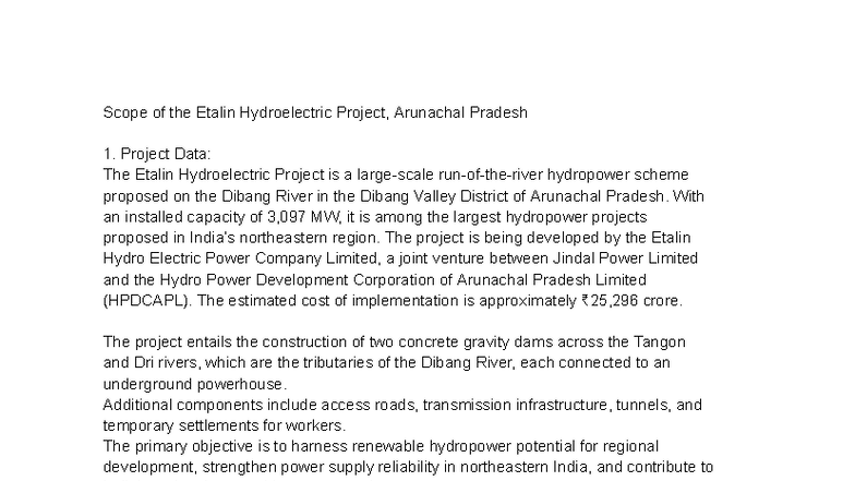 Etalin scope evs - EIA - Scope of the Etalin Hydroelectric Project ...