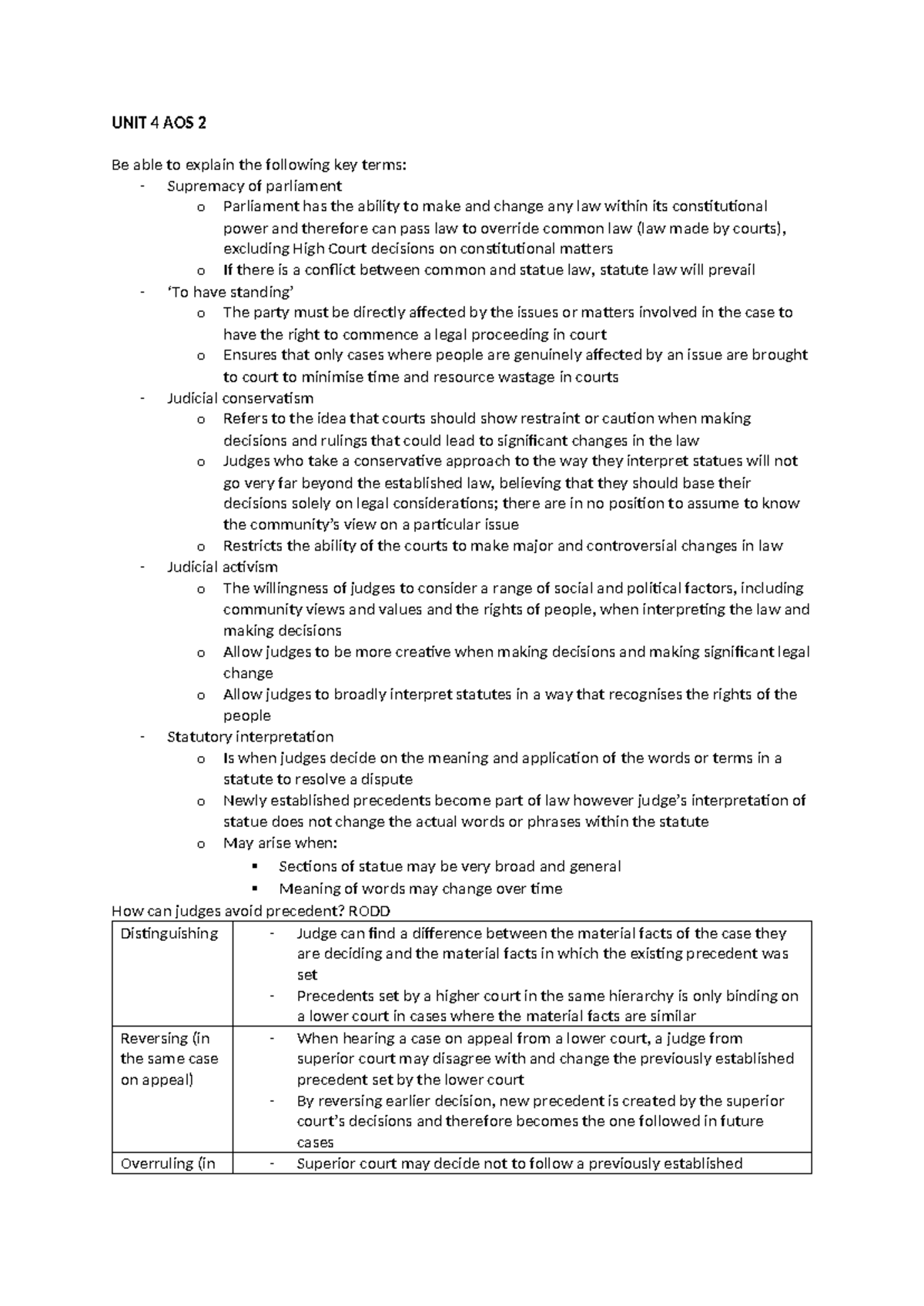 UNIT 4 AOS 2: Key Legal Principles and Law Reform Insights - Studocu