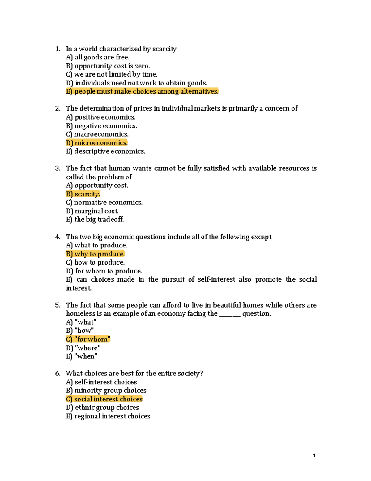 Practice Questions for Econ 101: Chapters 1-3 Summary - Studocu