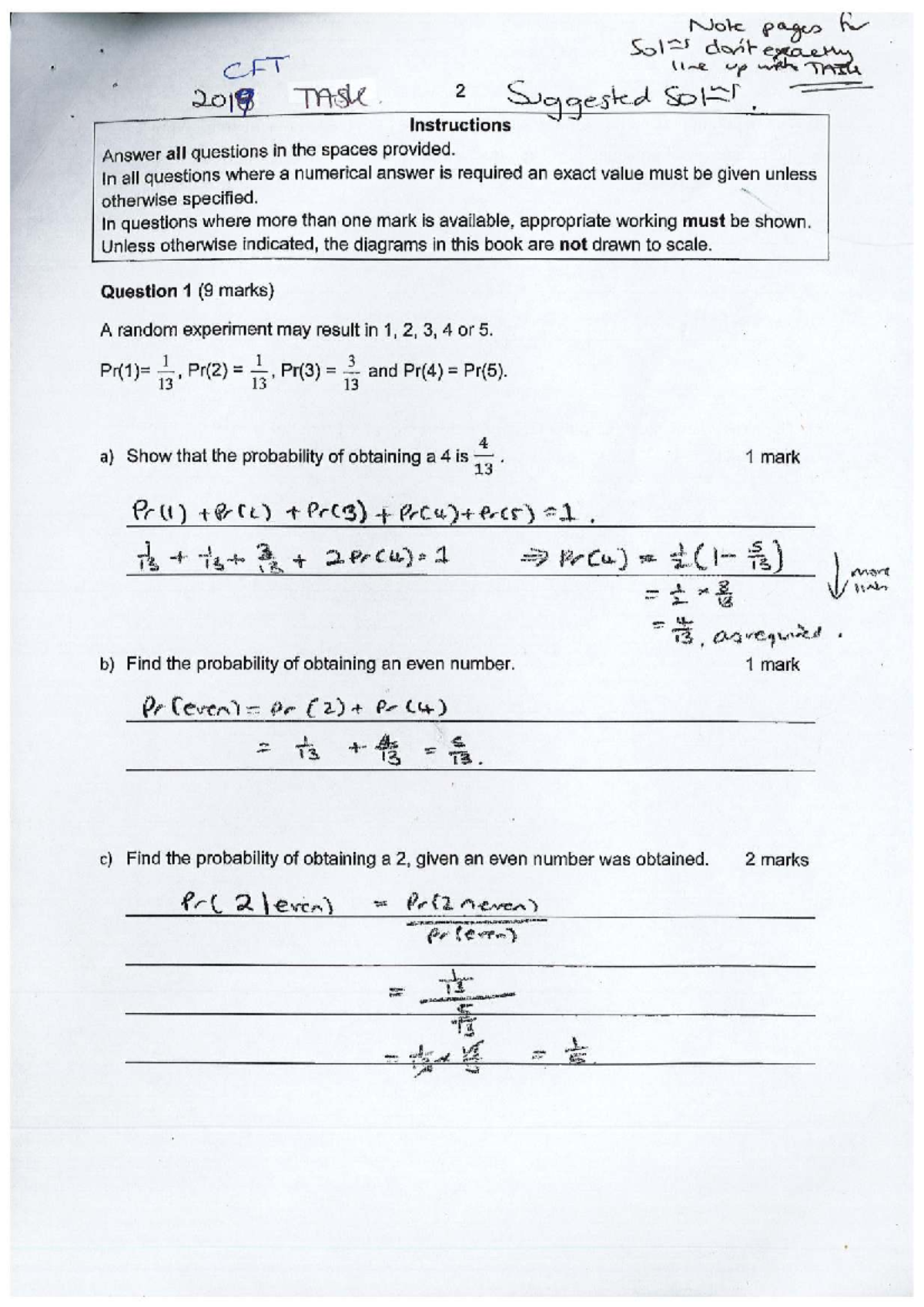 Probability and Counting Methods Task Solutions CFT 2019 - Studocu