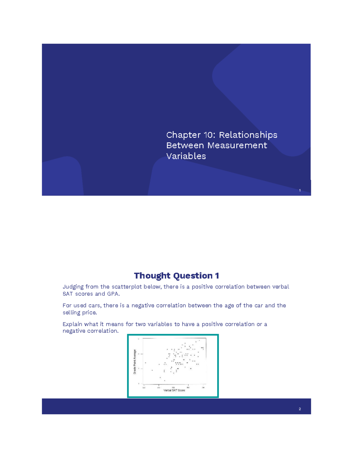 Chapter 10: Statistical Relationships & Correlations in Variables - Studocu