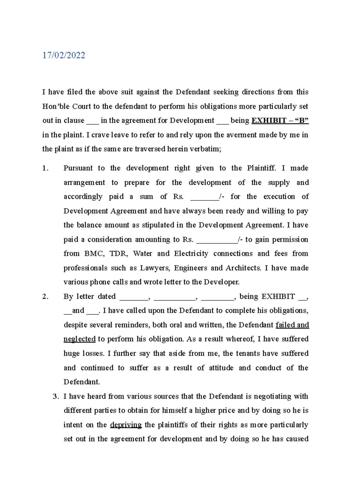 DPC - Legal Notes on Suits and Petitions Drafts for Mumbai Cases - Studocu