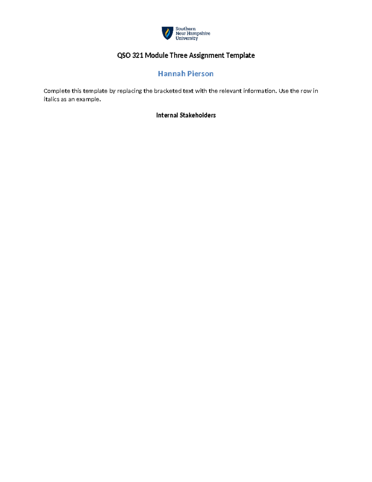 QSO 321 Module Three Assignment - Use the row in italics as an example ...