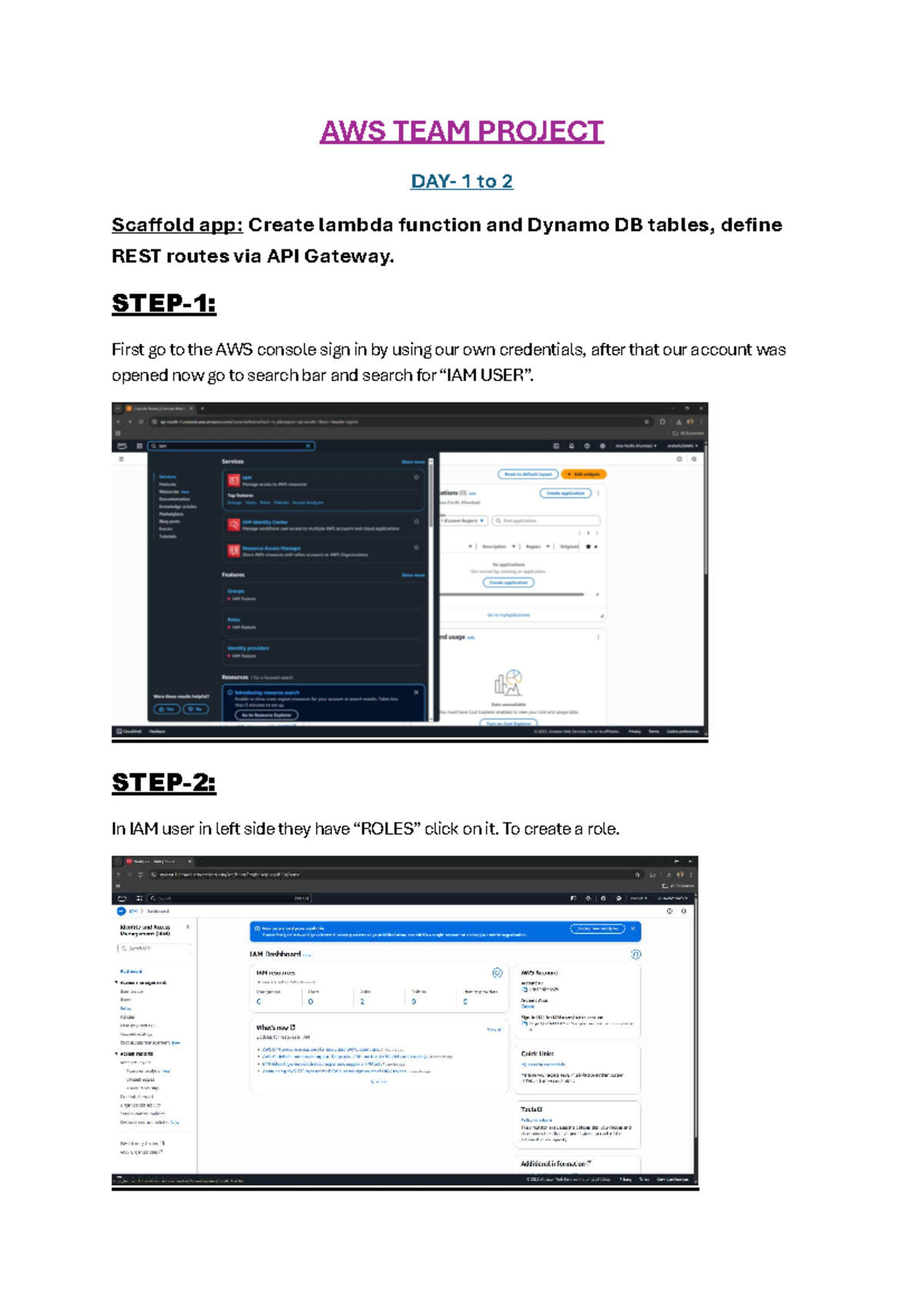 AWS TEAM PROJECT 1: Scaffold App with Lambda & DynamoDB Setup - Studocu