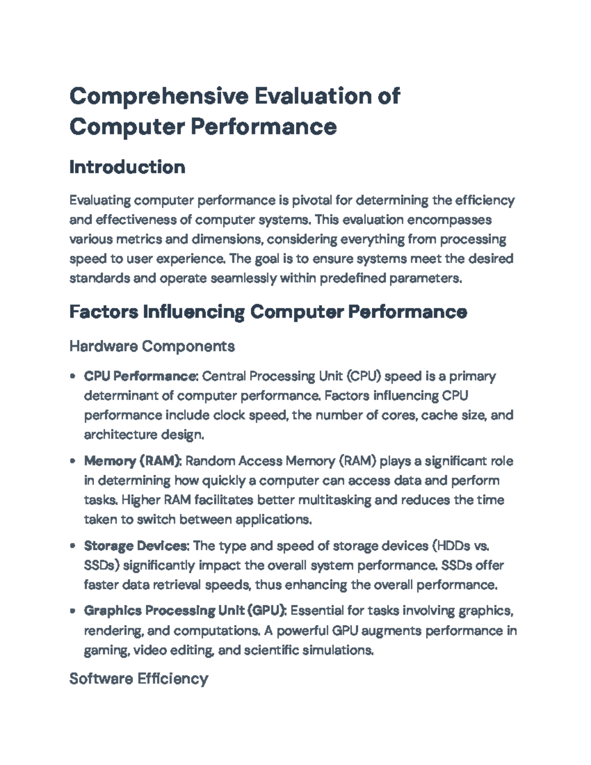 Evaluation of Computer Performance: Comprehensive Metrics & Tools ...