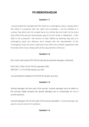 Court procedure MEMO PART 1 Answers Final 2022 - LAW SOCIETY OF SOUTH ...