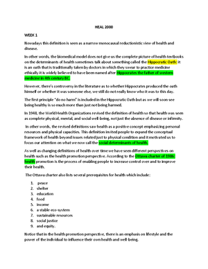 Heal WEEK2 - Detailed lecture notes - HEAL 2600 WEEK 2 Stress, Health ...