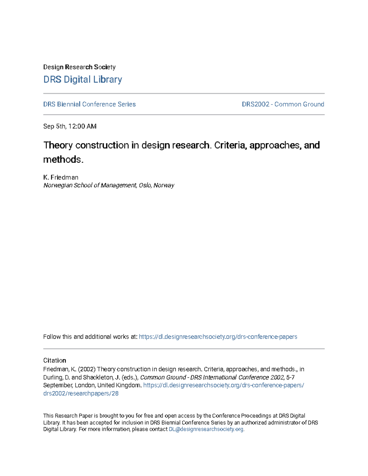 Theory Construction in Design Research: Criteria & Approaches – DRS2002 ...
