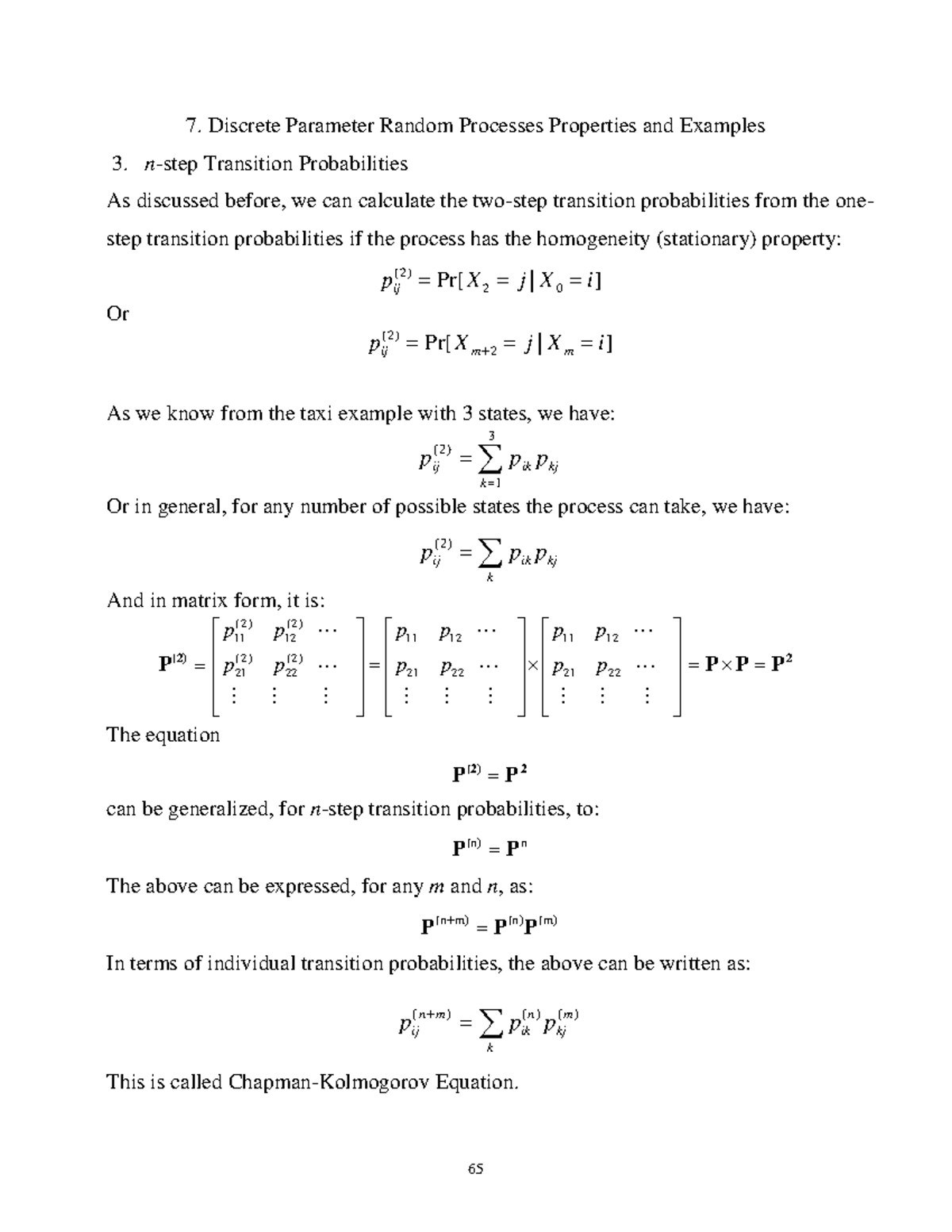 Chapter 7: Discrete Parameter Random Processes & Transition ...