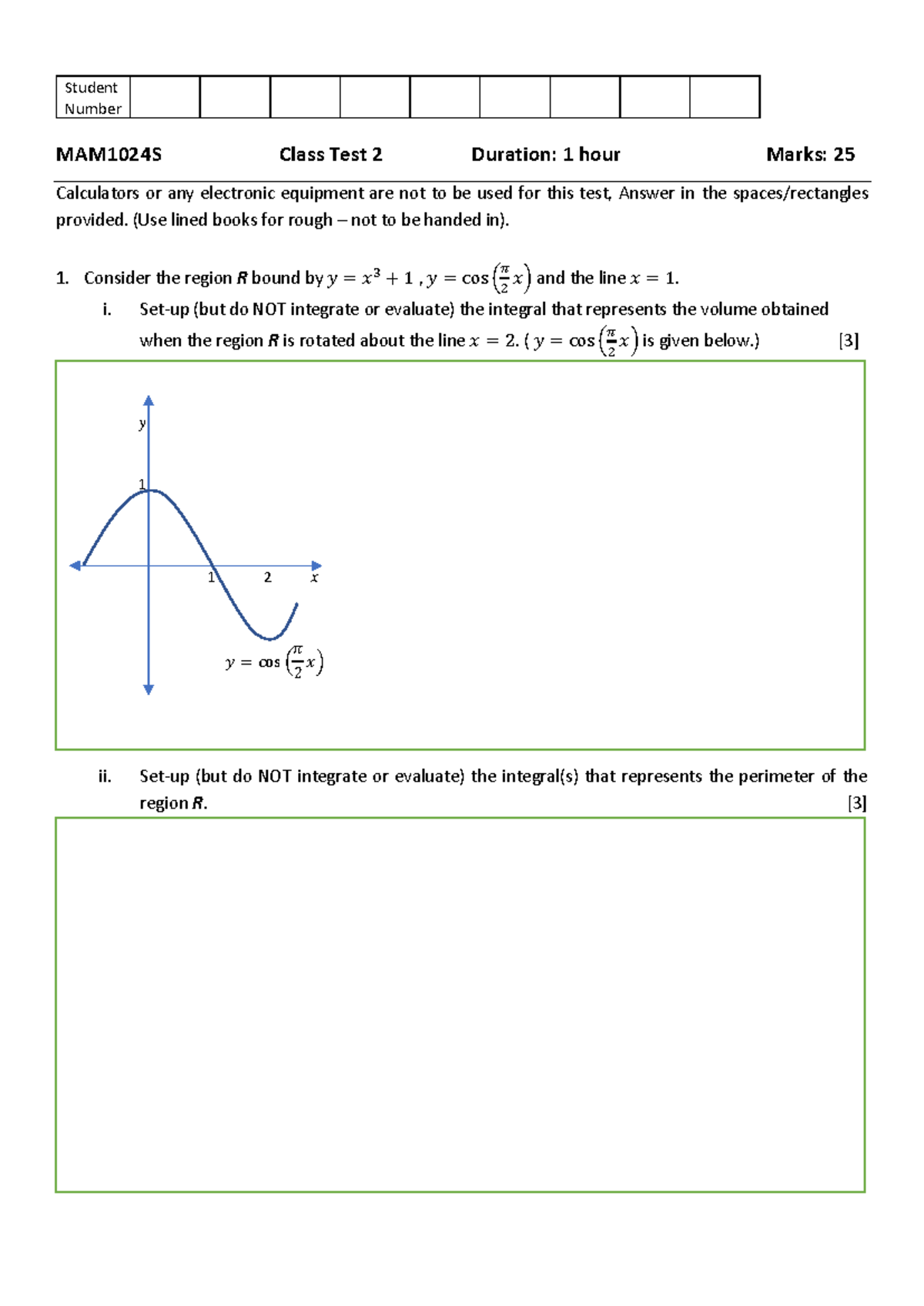 MAM1024S Class Test 2 2022 - Number MAM1024S Class Test 2 Duration: 1 ...