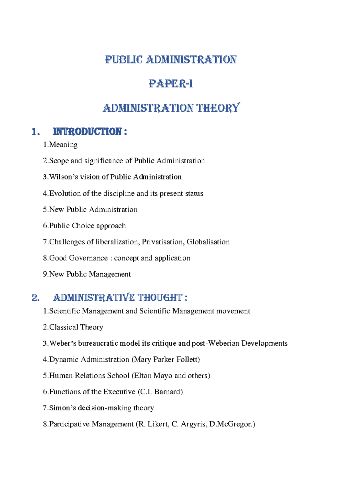 Public Administration (PA 101): Comprehensive Overview and Key Concepts ...