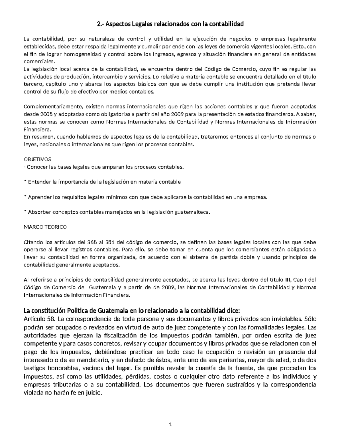Aspectos Legales de la Contabilidad en Guatemala - Cód. Com. - Studocu