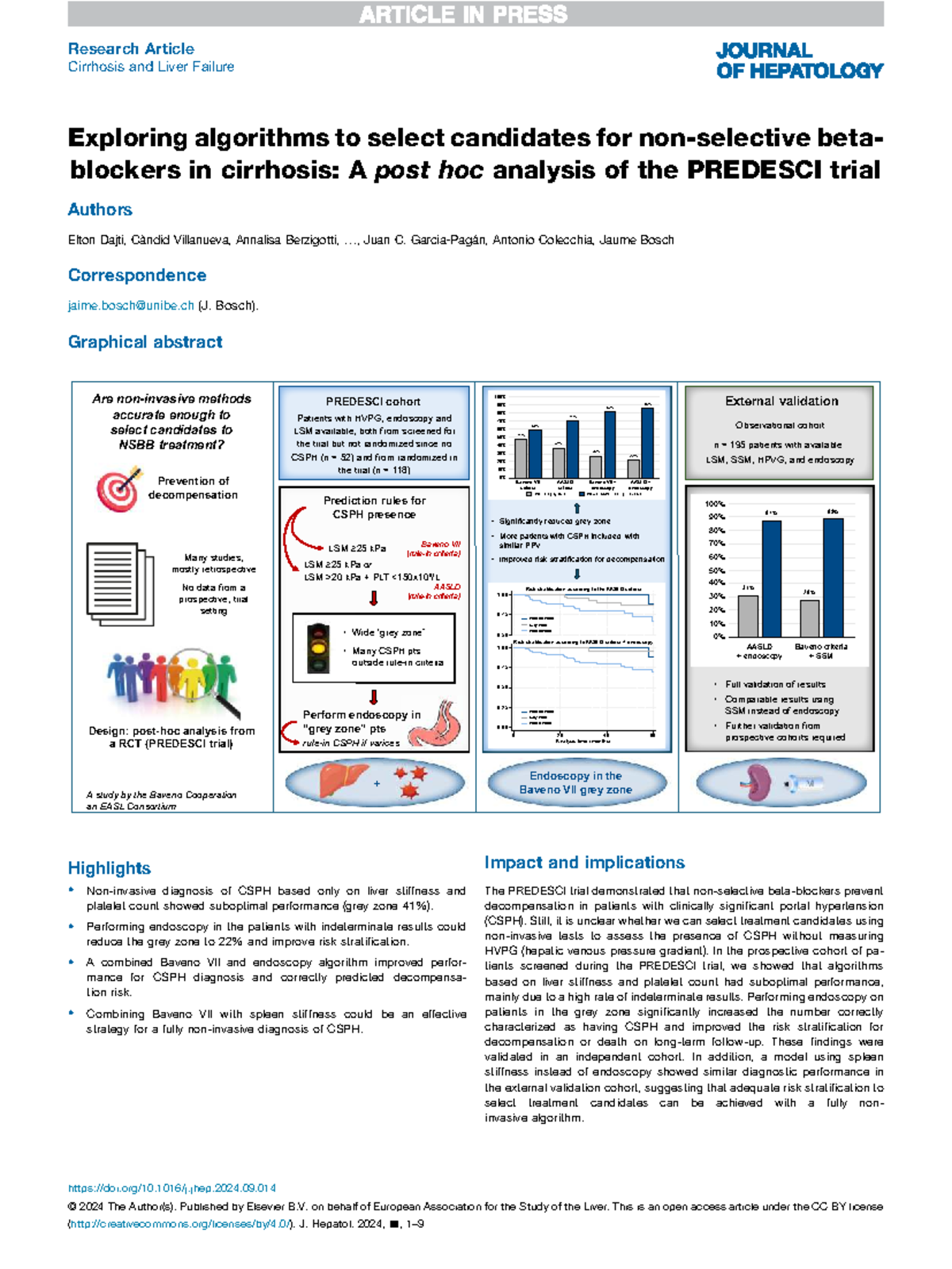 Exploring Algorithms for NSBB Candidates in Cirrhosis: PREDESCI Trial ...