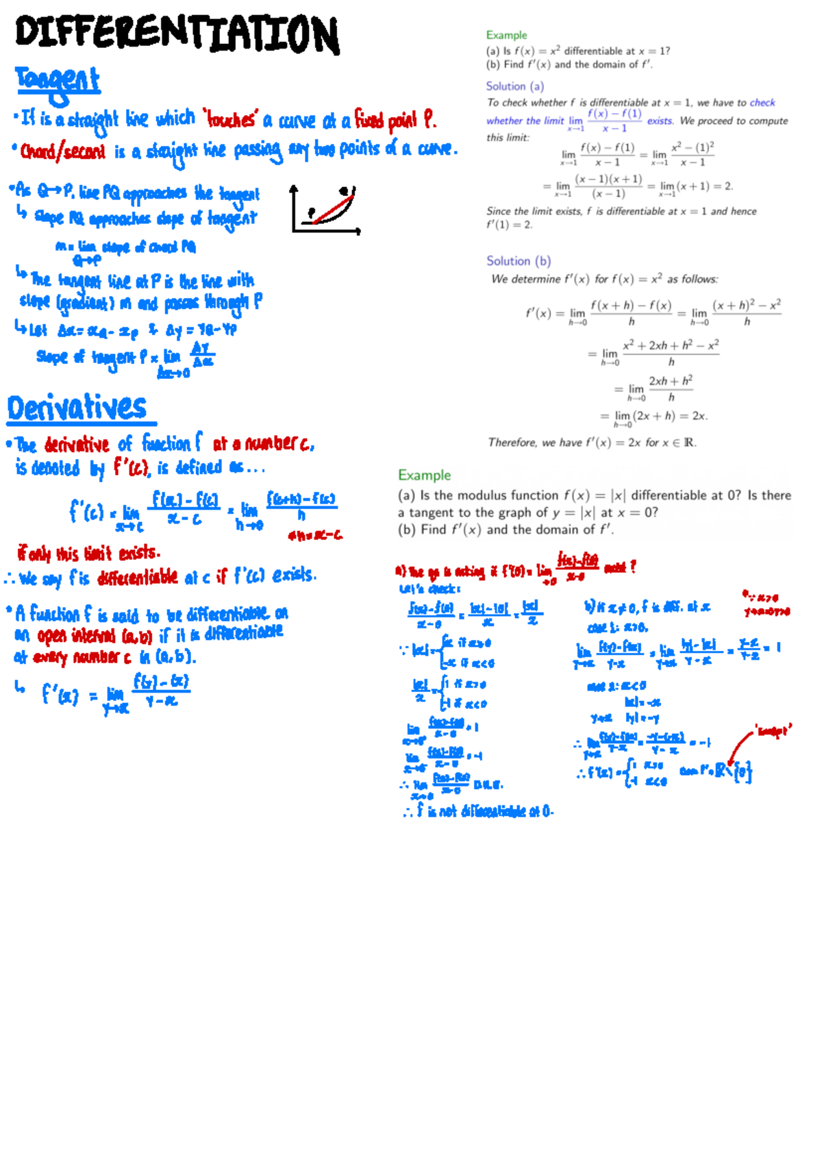 Differentiation Notes (MATH 05) - Concepts and Key Points - Studocu