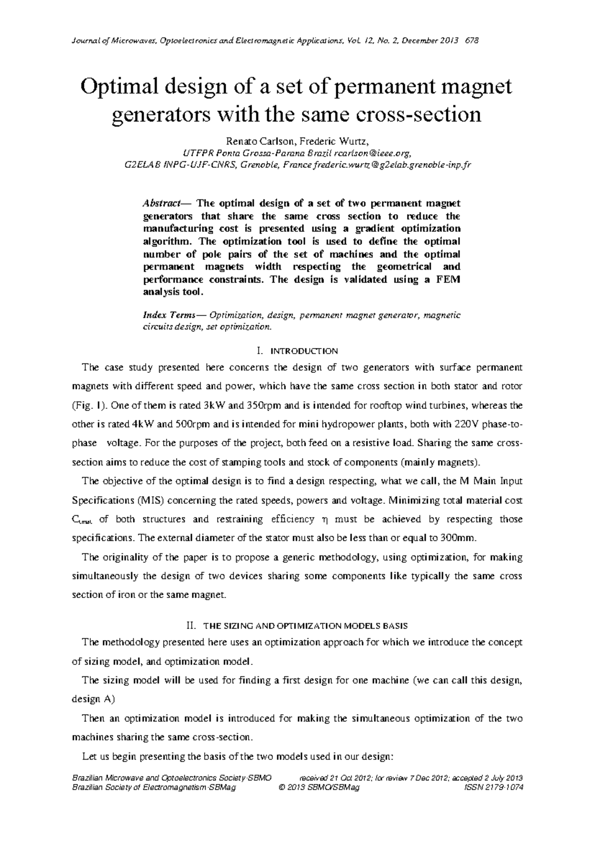 Optimal design of a set of permanent magnet genera - Abstract — The ...