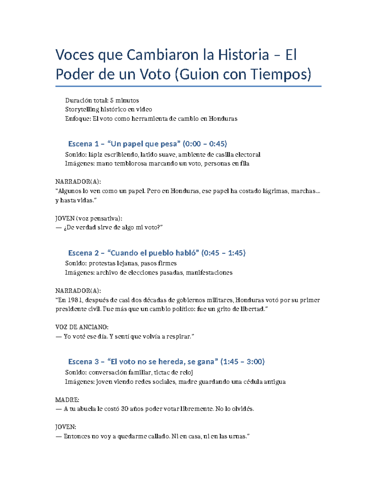 Voces que Cambiaron la Historia: El Poder del Voto en Honduras - Studocu