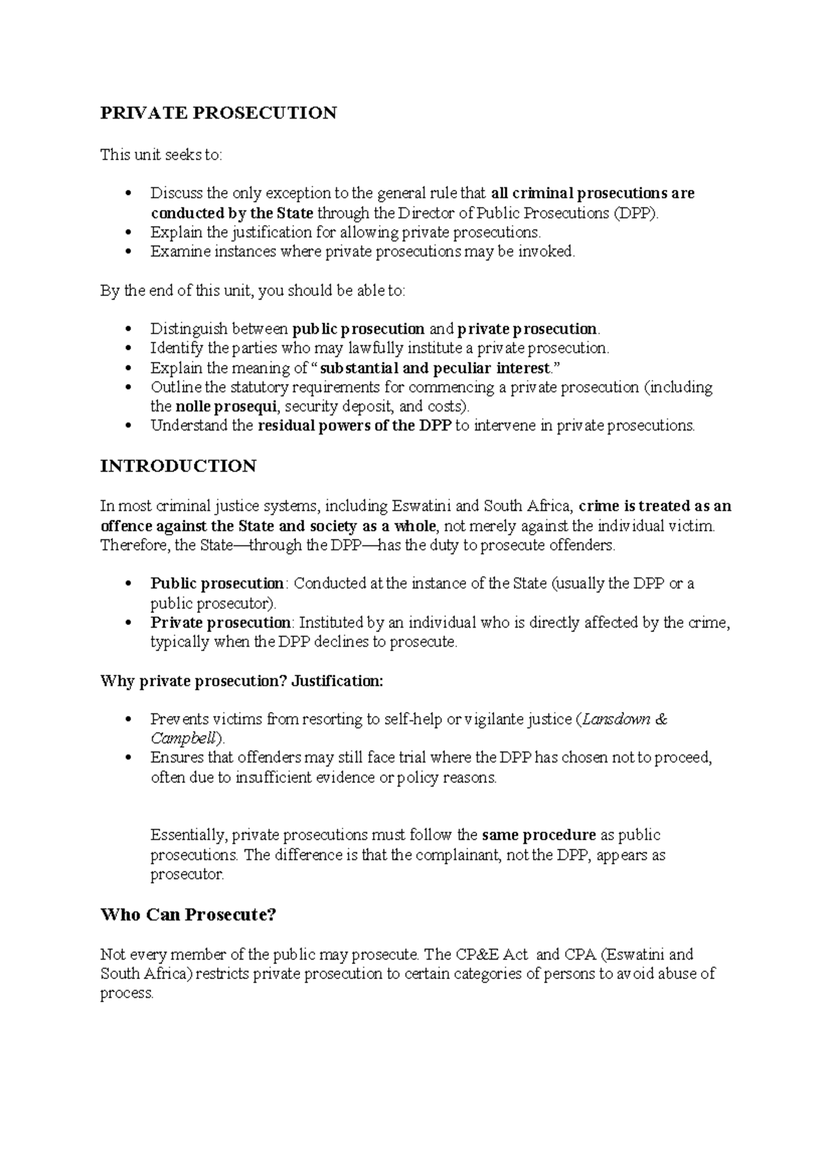 Private Prosecution - Criminal Procedure Overview and Key Cases - Studocu