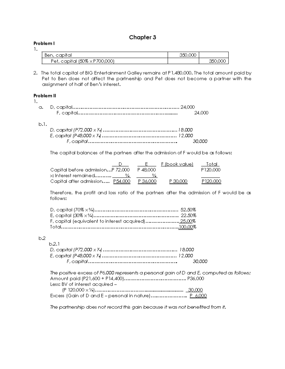Chapter 3 - Partnership Capital Adjustments - AFAR - Studocu