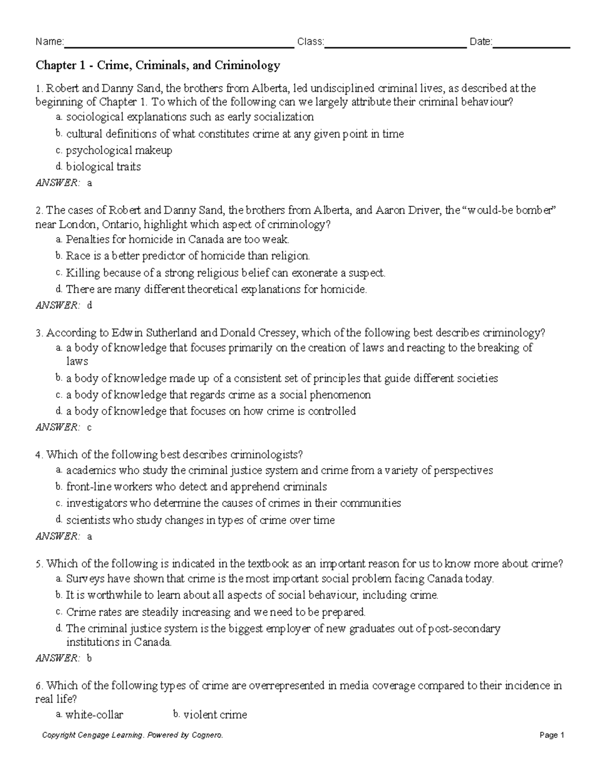 Chapter 1 Crime Criminals and Criminology - Chapter 1 - Crime ...
