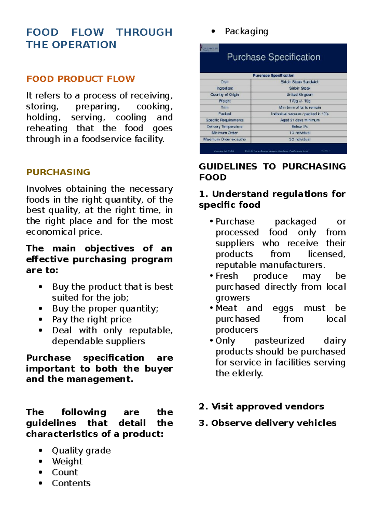 FOOD FLOW through Operations: Guidelines for Effective Food Management ...