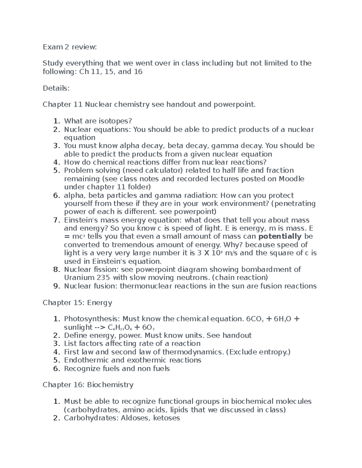 CHEM 102 Exam 2 Review - jdsfj - Exam 2 review: Study everything that ...