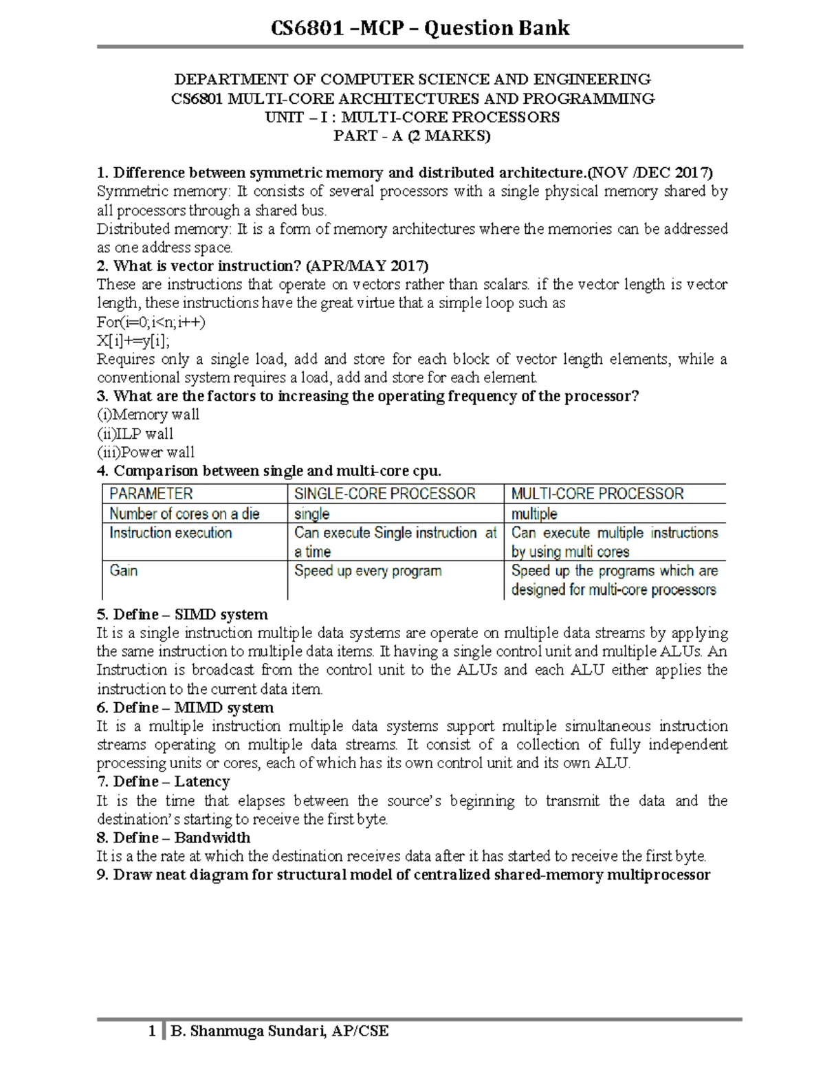 CS8083 MCP Notes: Unit IV - Distributed Memory Programming with MPI ...