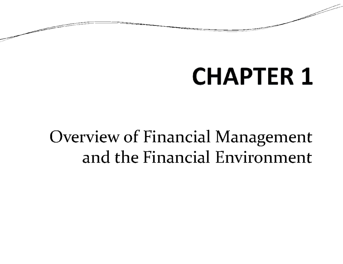 Lecture Slides - Chapter 01: Overview of Financial Management - Studocu