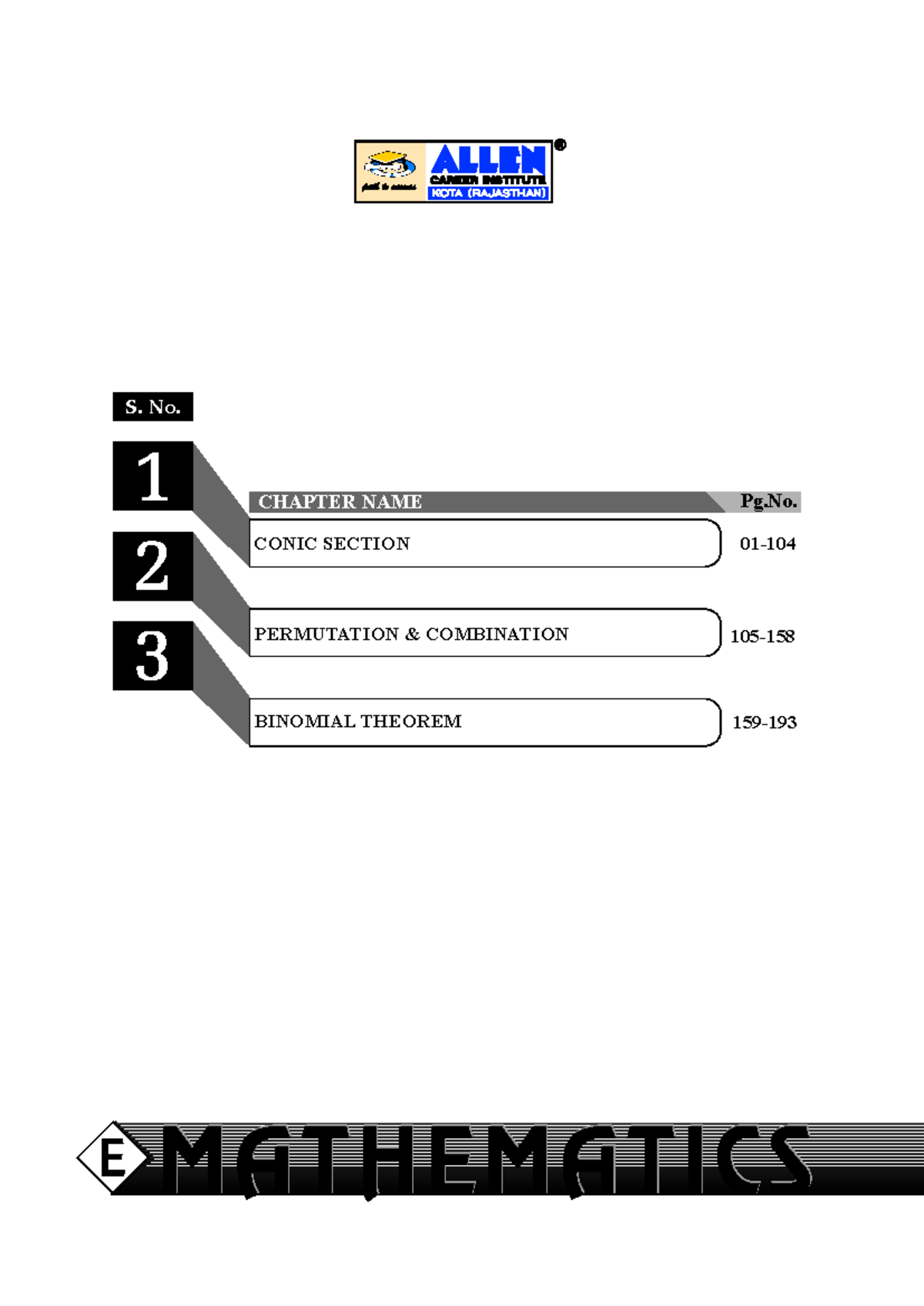 Conic Sections and Permutations: Allen Module Mathematics Notes - Studocu