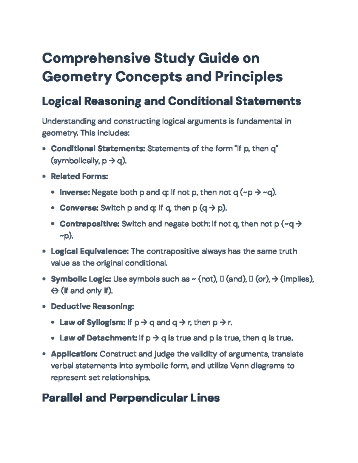 Comprehensive Geometry Study Guide: Concepts, Theorems, and Proofs ...