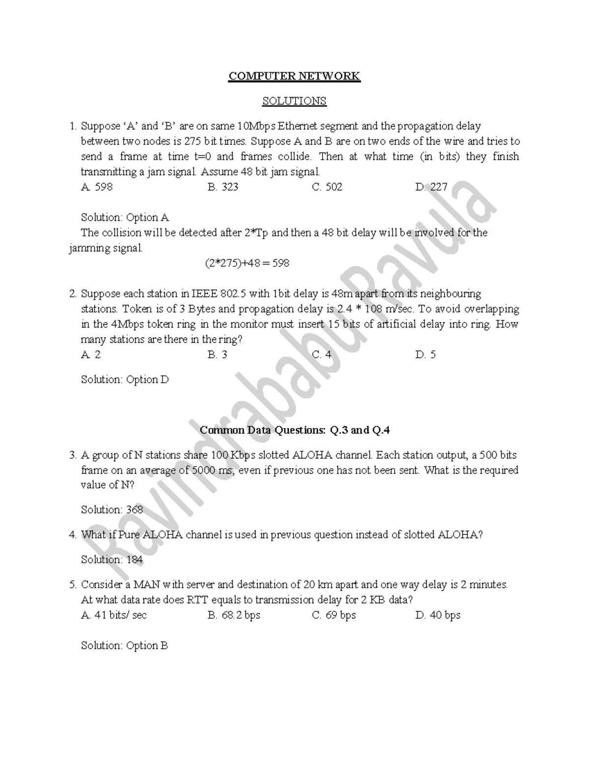 CN solutions set 3 - practice problems - COMPUTER NETWORK SOLUTIONS ...