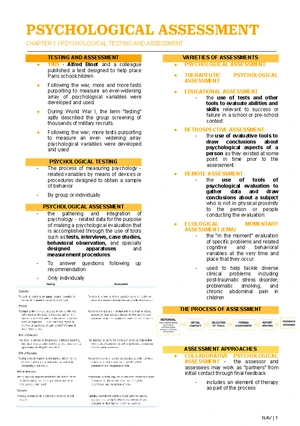 Psychological Assessment Tests Review: Comprehensive Guide (PSY 101 ...