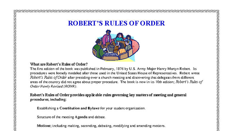 DECA - Understanding Robert's Rules of Order for Meetings - Studocu