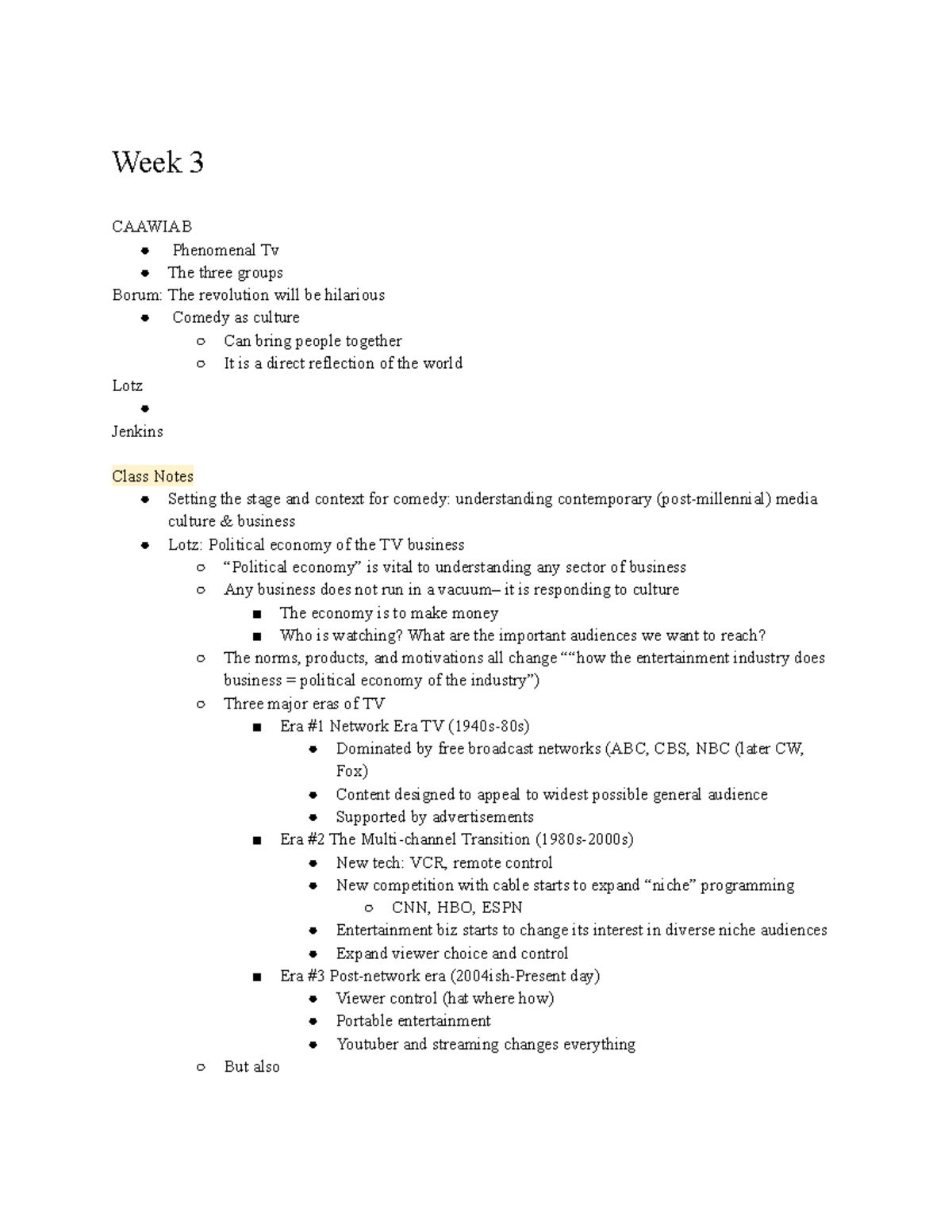 Comm 101: Week 3 CAAWIAB - Comedy, Culture, and Social Change Notes ...