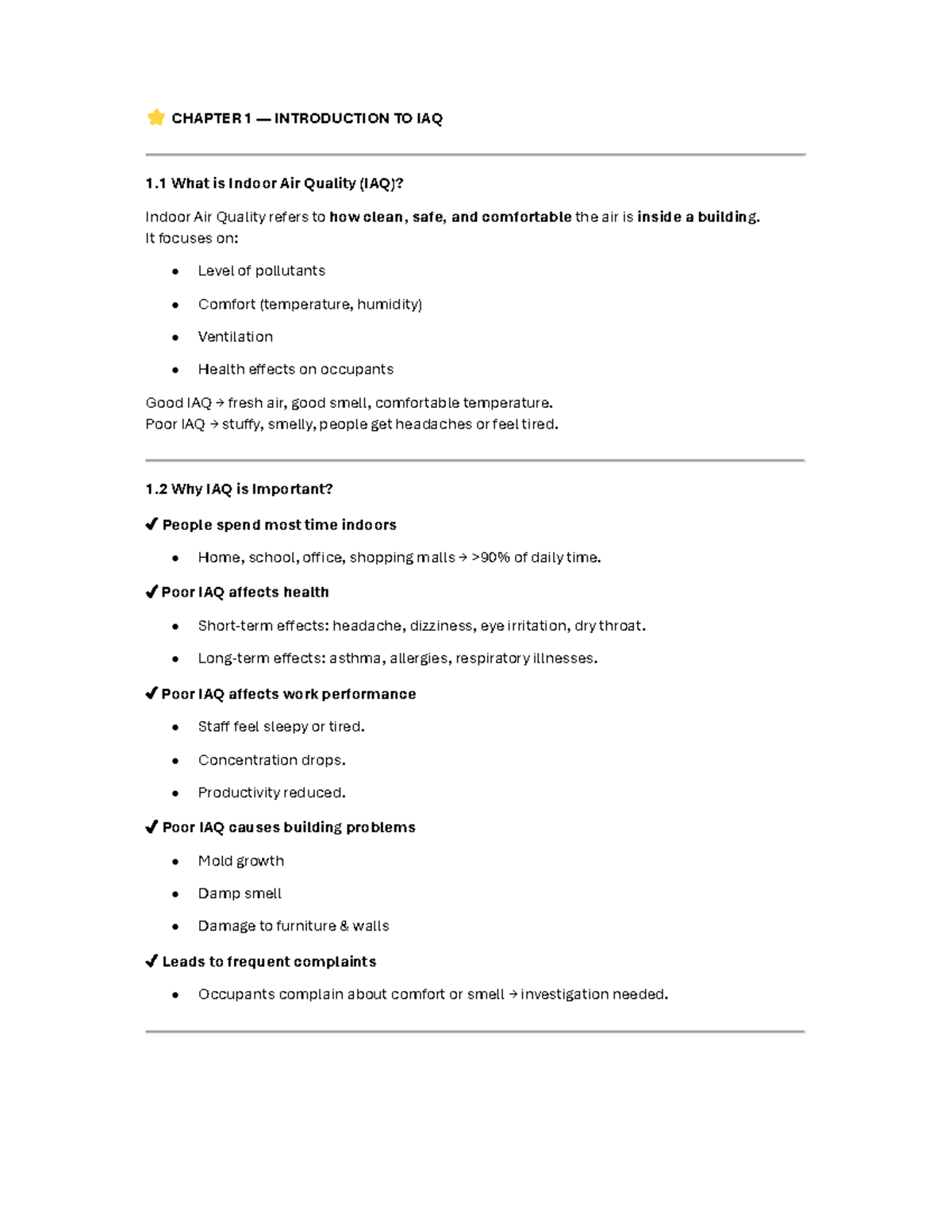 Notes IHS512: Indoor Air Quality (IAQ) Overview and Health Effects ...
