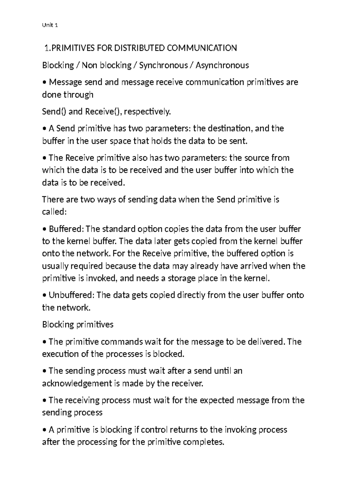 Unit 1: Primitives for Distributed Communication - Key Concepts and ...