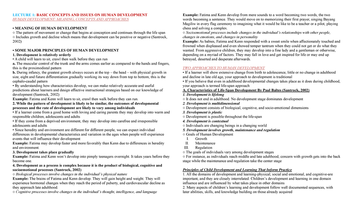 EDUC 1 - Prelim Notes - LECTURE 1: BASIC CONCEPTS AND ISSUES ON HUMAN ...