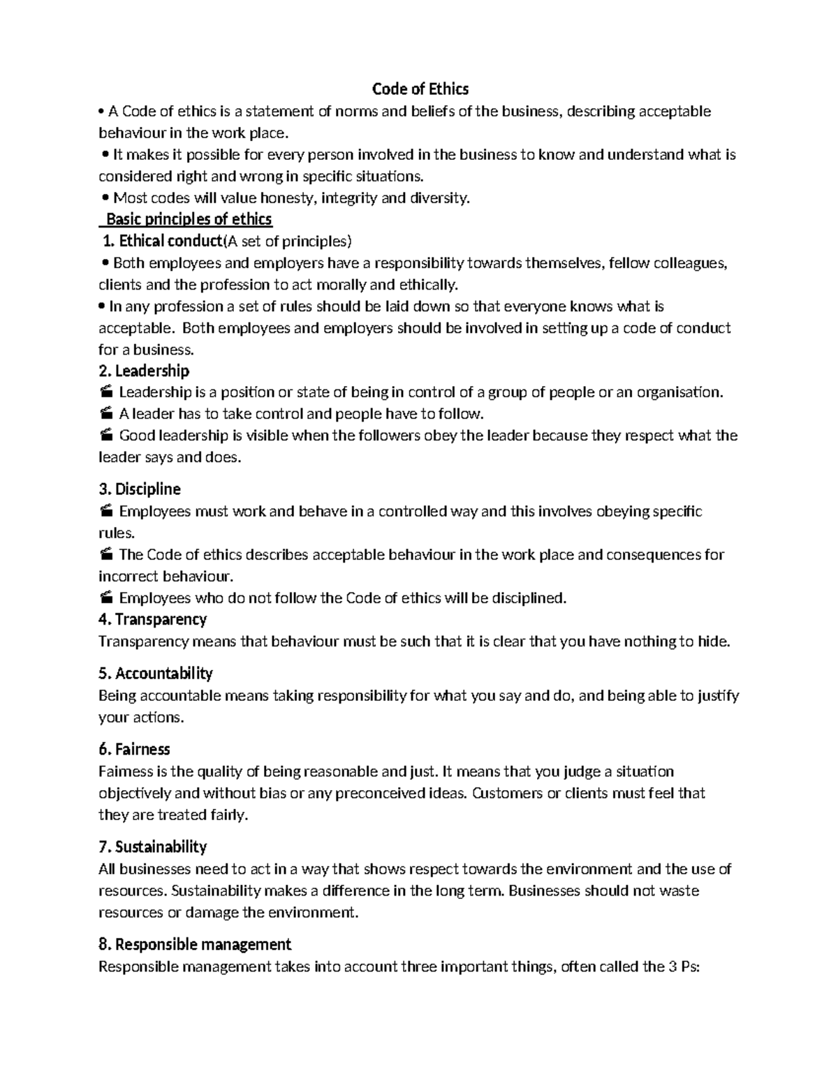 2 code of ethics - Code of Ethics A Code of ethics is a statement of ...