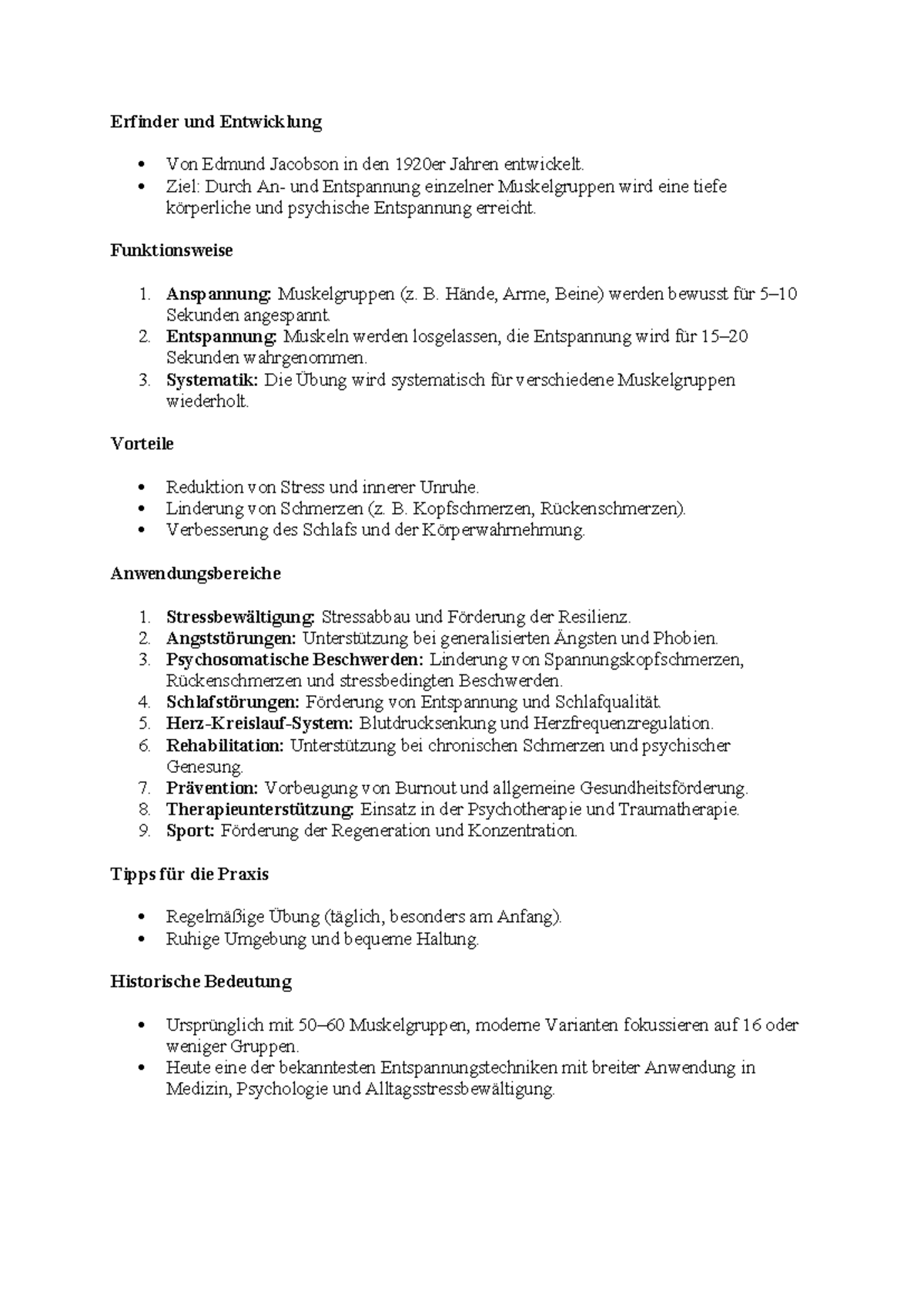 PMR Handout gesunde Lebensweise - Erfinder und Entwicklung Von Edmund ...